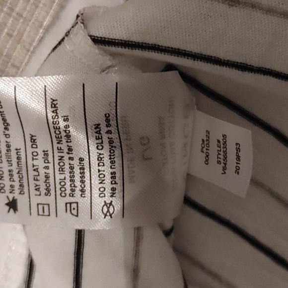 Vince US L Women's Striped V-Neck T-Shirt in Pima Cotton - Picture 5 of 7